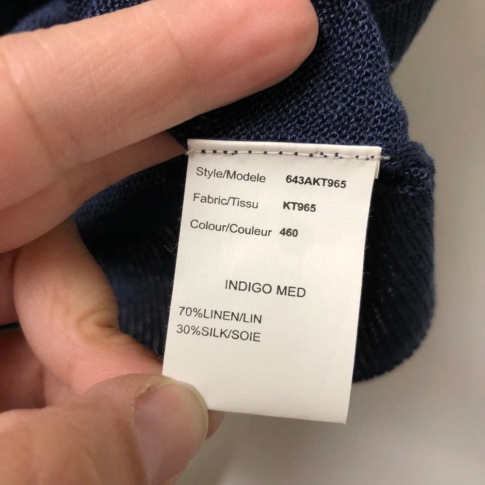 Michael Kors Cardigan Womens Medium Indigo Blue‎ Linen Silk V-Neck Minimalist